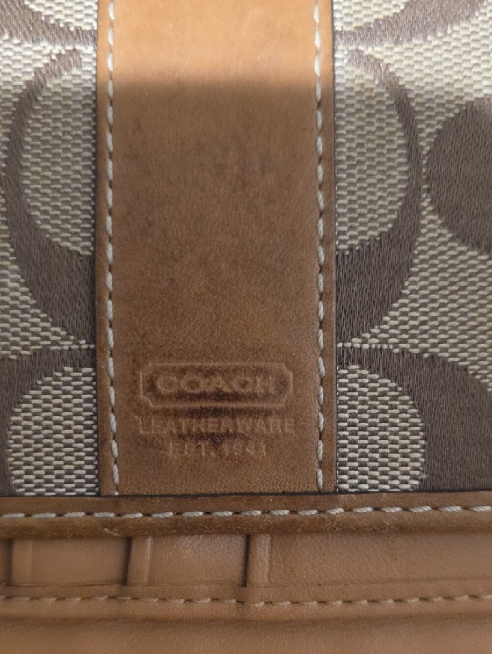 Coach Brown Signature Canvas Continental Wallet with Leather Strap - Picture 8 of 15